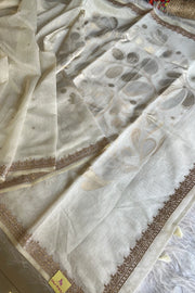 Off-White Khadi Cotton Saree with Gota Patti Embroidery 5470 03