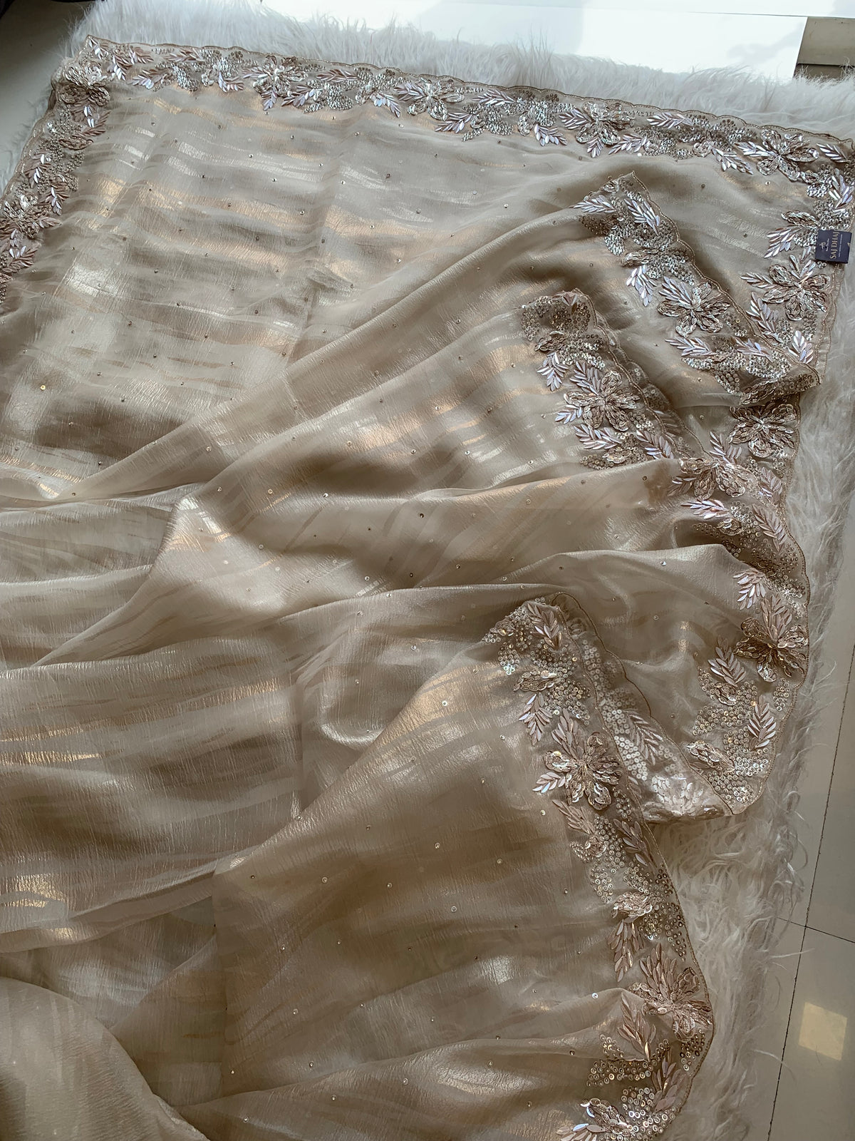 Designer Crush Organza Saree with Imported Sequin 5937 01
