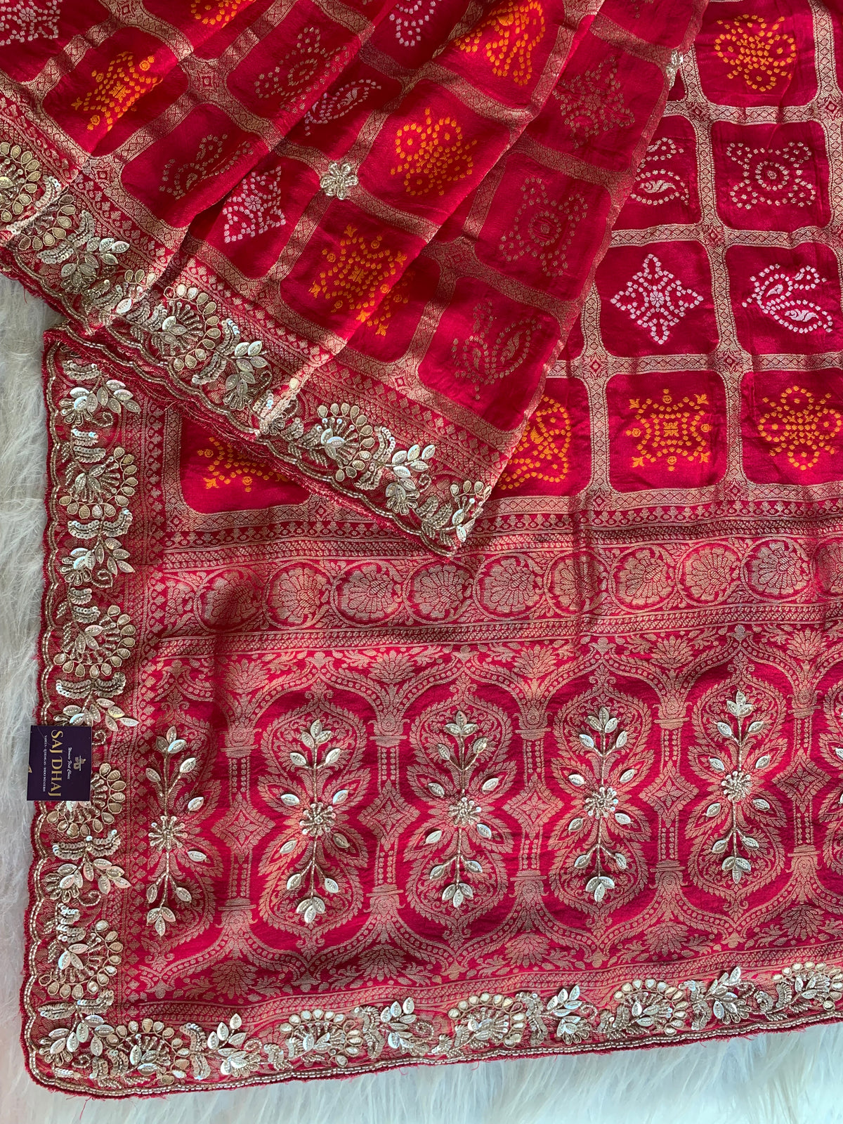 Red Banarasi Gharchola Saree 5888 02
