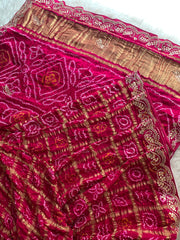 Pink Bandhej Gaji Silk Saree with Gharchola 5885 03