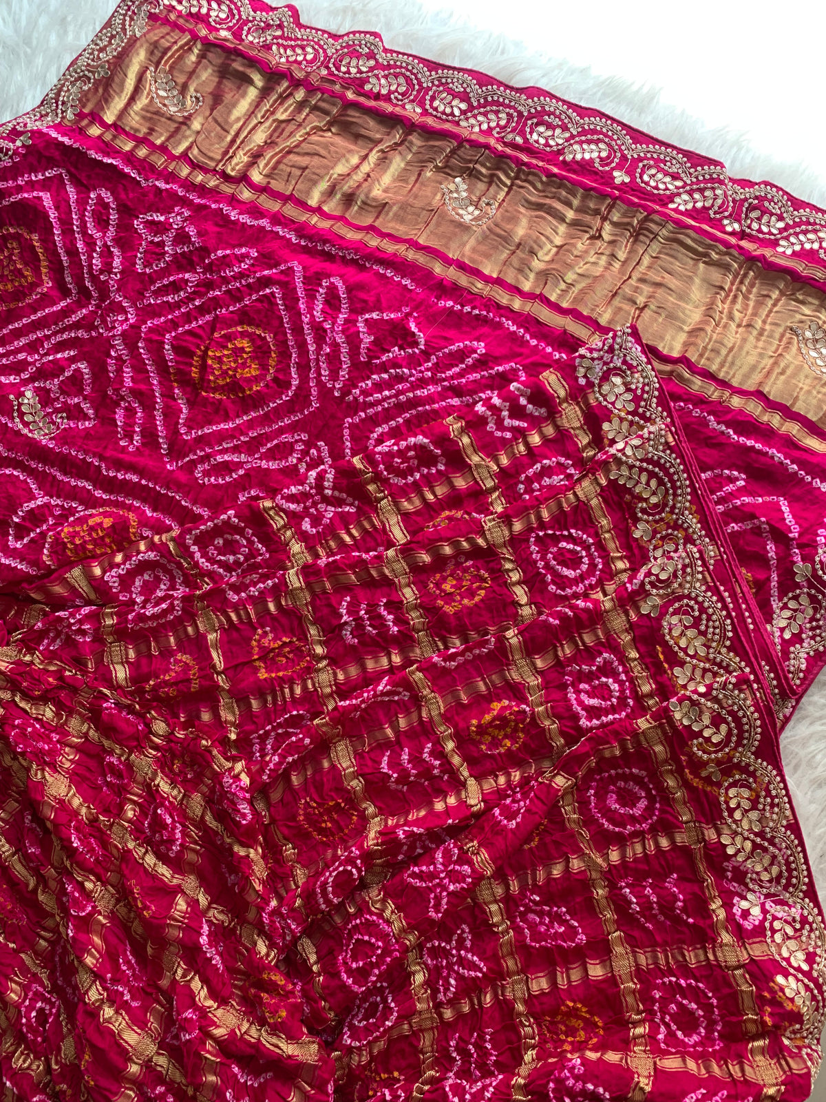 Pink Bandhej Gaji Silk Saree with Gharchola 5885 03