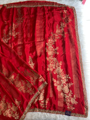 Red Russian Silk Saree with Banarasi Weaving 5901 02