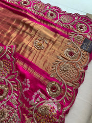 Pink Bandhej Gaji Silk Saree with Gharchola & Zardozi Work (PRE ORDER)