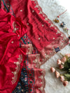 Blue Patola Silk Saree with Red Pallu & Zardosi Work 5888 08