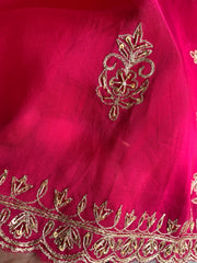 Rani Pink Organza Saree with Heavy Pallu 5895 01