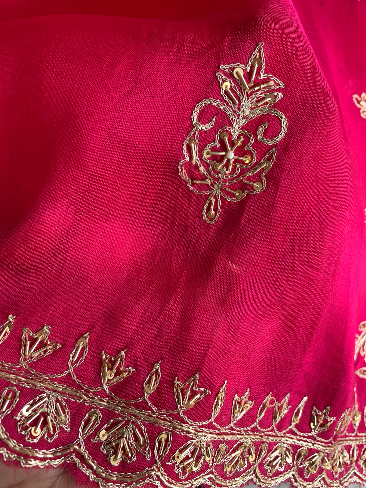 Rani Pink Organza Saree with Heavy Pallu 5895 01