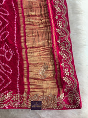 Pink Bandhej Gaji Silk Saree with Gharchola 5885 03