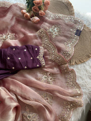 Organza Saree with Dori, Sequin, Pearl & Thread 5918 01