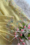 Lemon Yellow Kora Silk Saree 5781 09