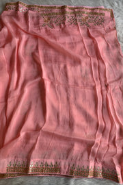Baby Pink Habutai Silk Saree 5423 06