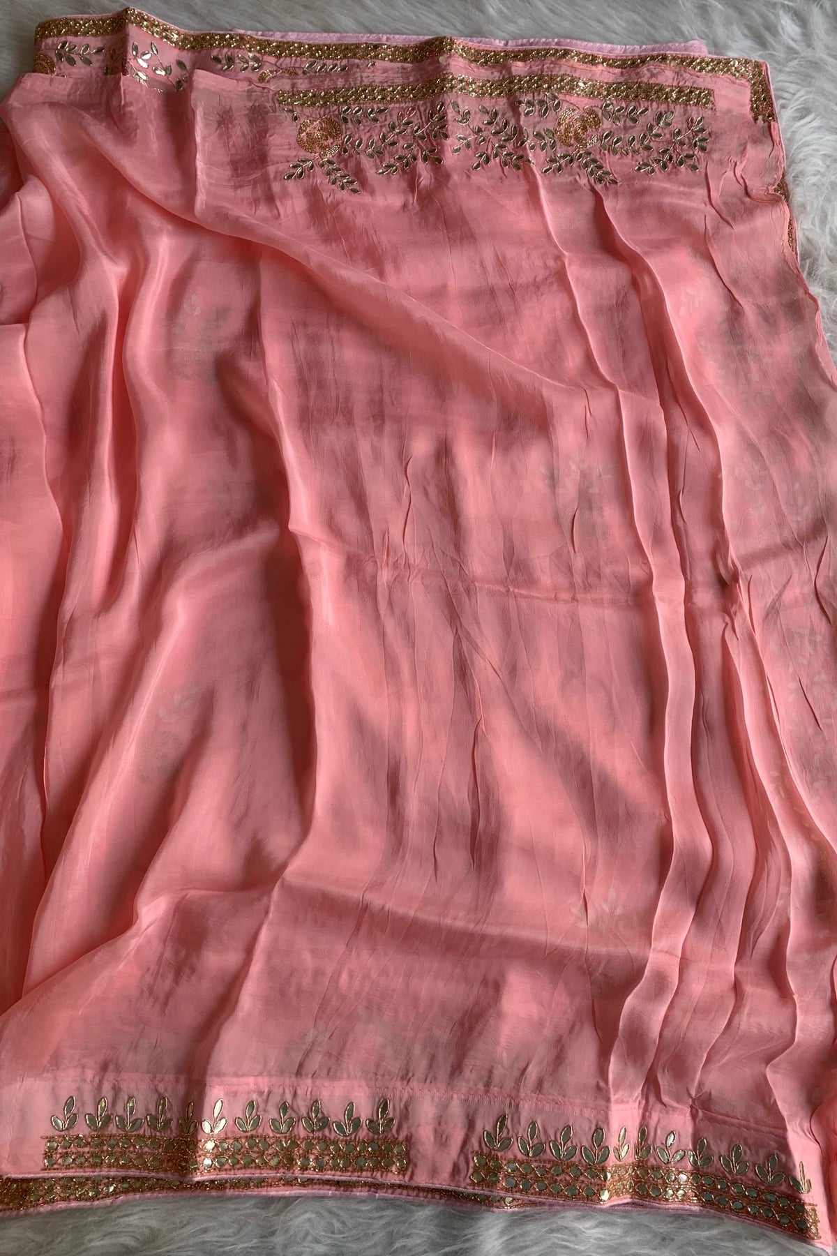 Baby Pink Habutai Silk Saree 5423 06