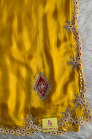 Yellow Habutai Silk Saree 5254 01