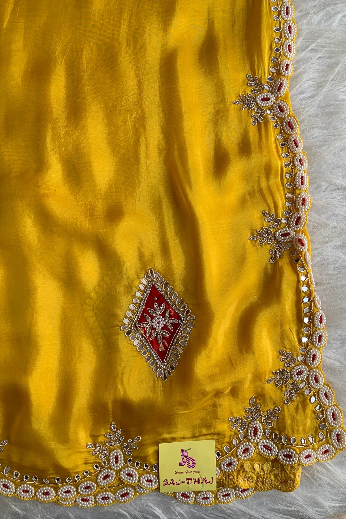 Yellow Habutai Silk Saree 5254 01