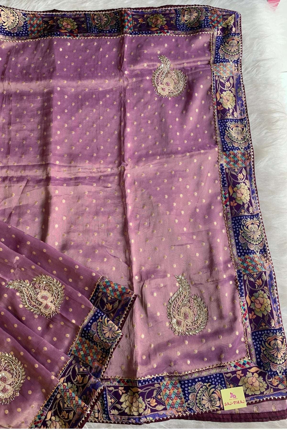 Light Purple Jamawar Border Tissue Saree 5763 08