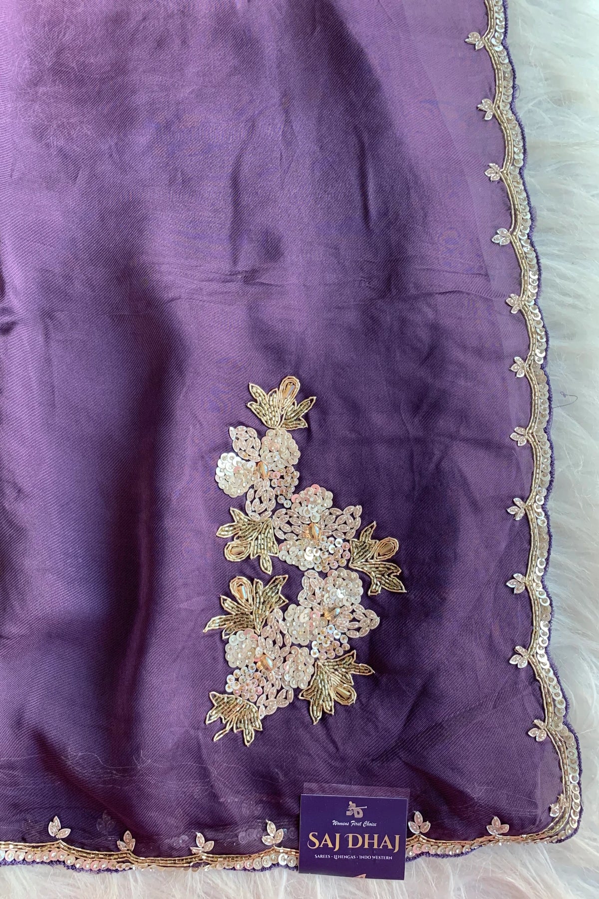 Purple Ombre Embellished Lilly Silk Saree 5850 12