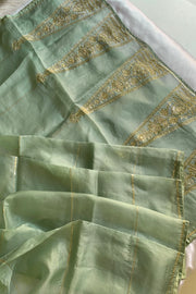 Pista Green Aari Organza Saree 5853 07