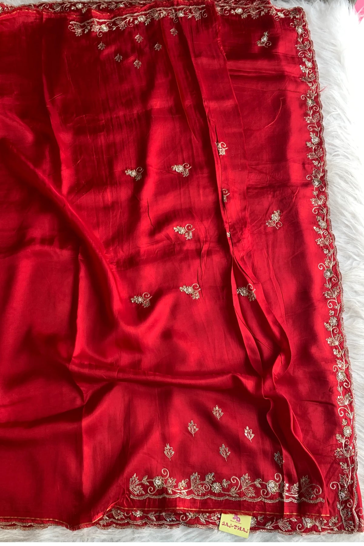 Red Russian Silk Saree 5660 03