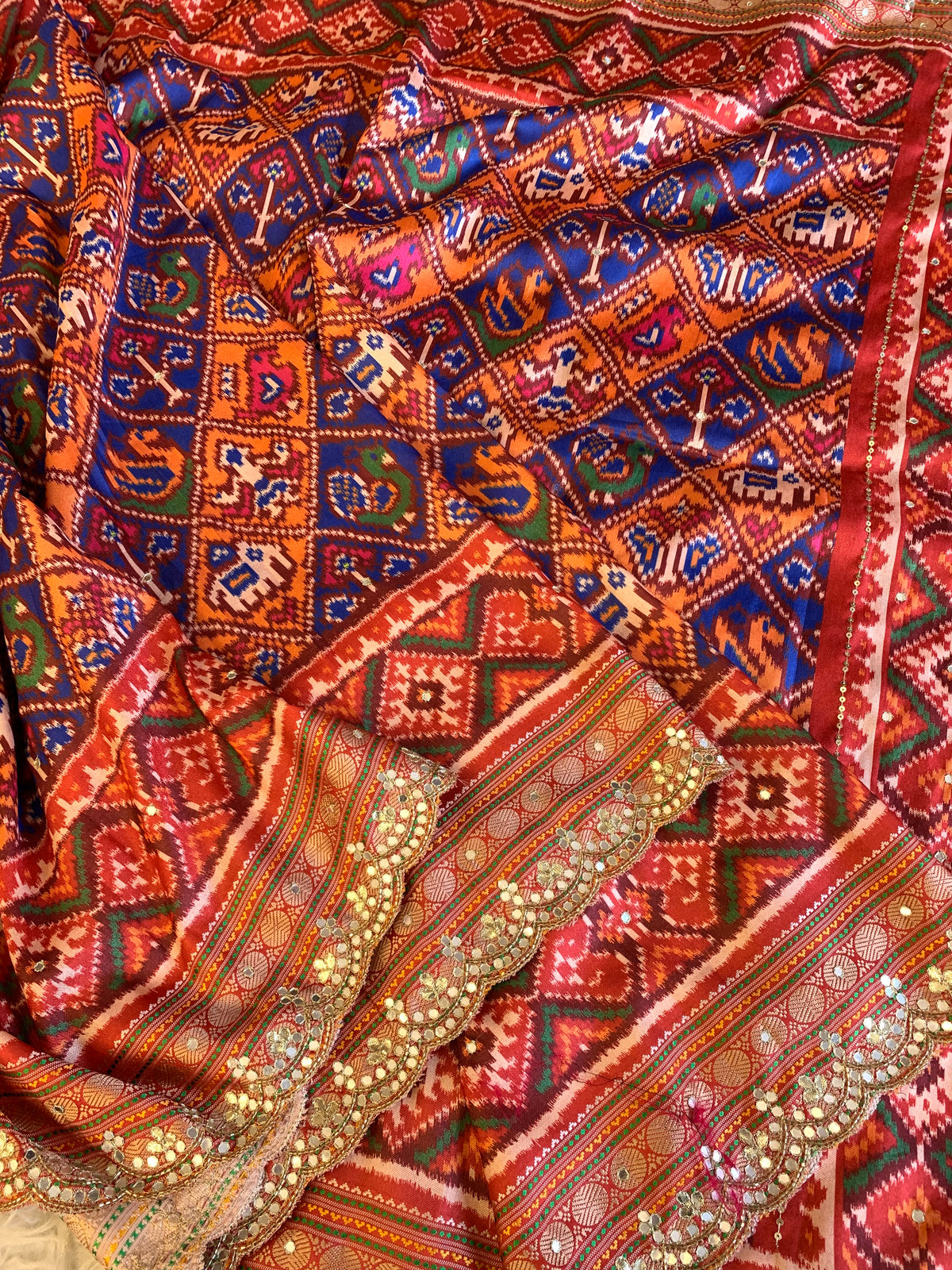 Multicolor Patola Silk Saree with Bird Motifs 5932 01