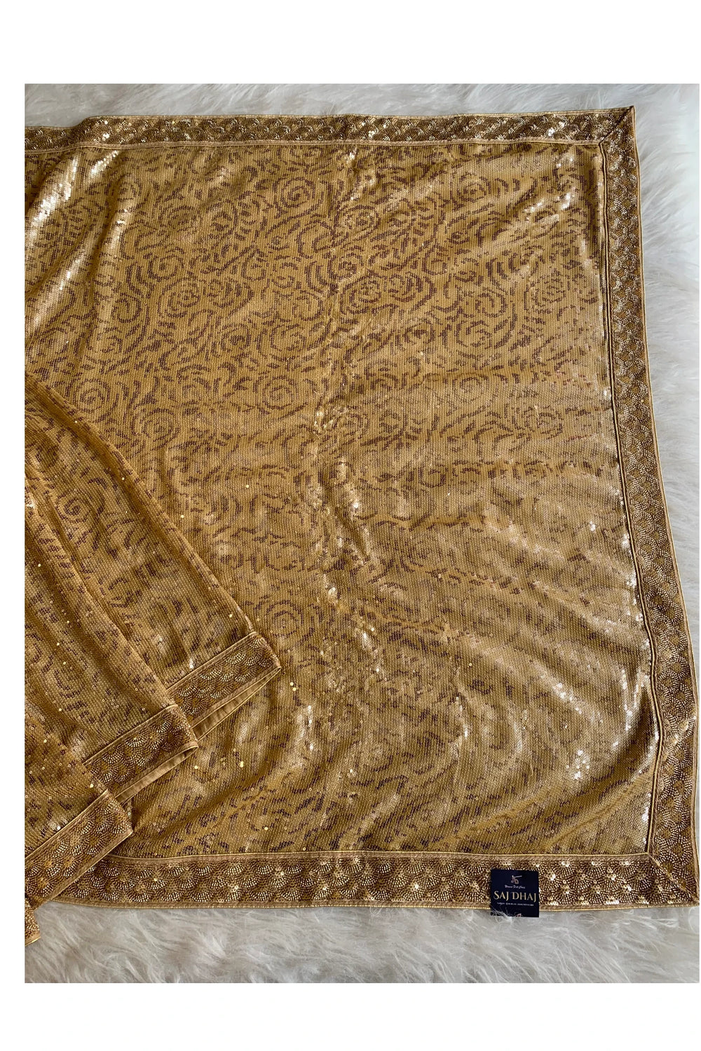 Gold Fancy Sequin Saree 5801 09