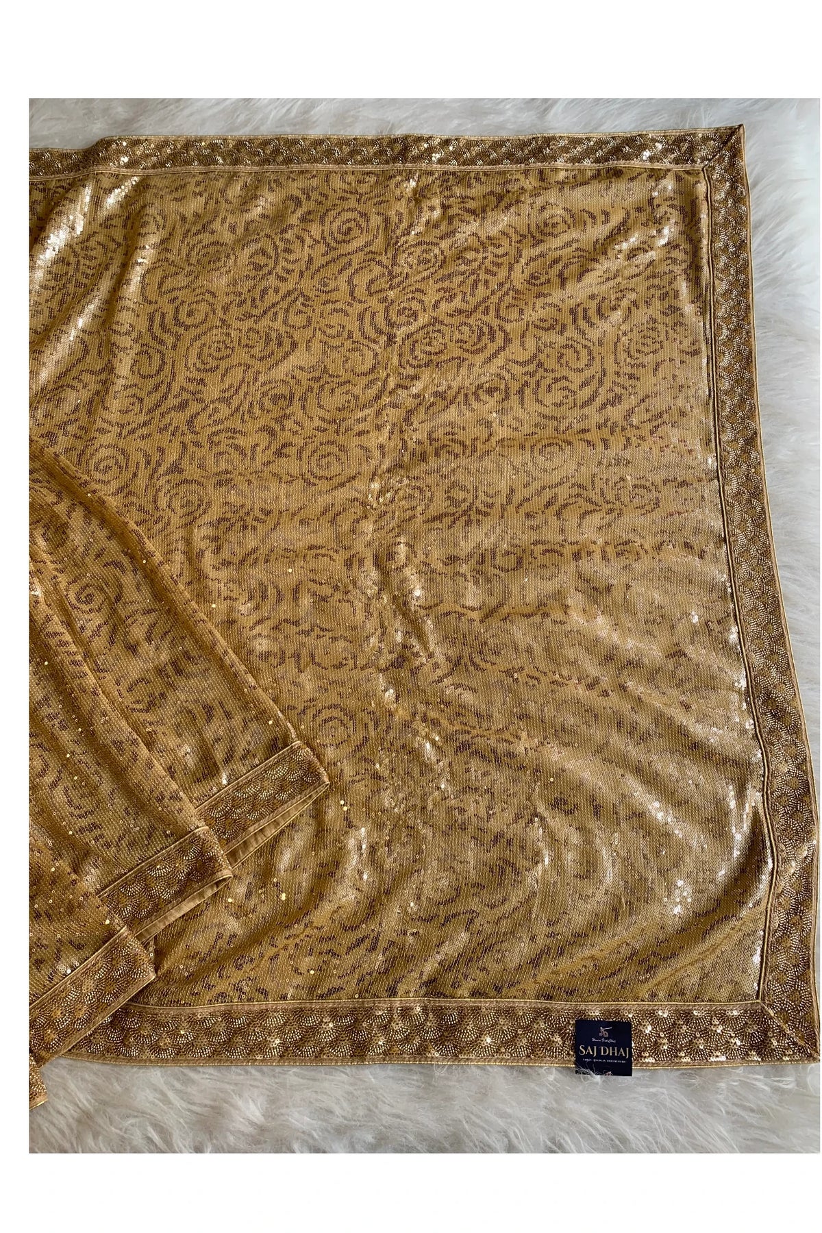 Gold Fancy Sequin Saree 5801 09