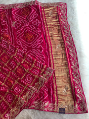 Pink Bandhej Gaji Silk Saree with Gharchola 5885 03