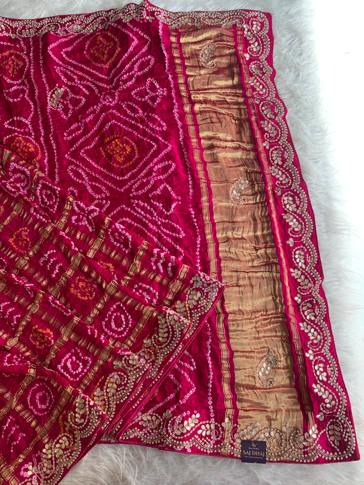 Pink Bandhej Gaji Silk Saree with Gharchola 5885 03
