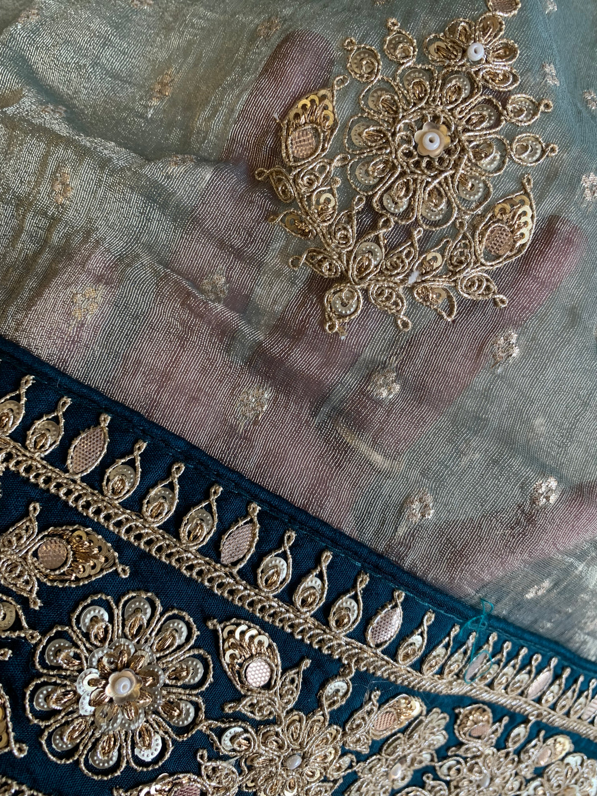 Banarasi Saree with Dori, Gota, Sequin & Pearl Work 5929 01