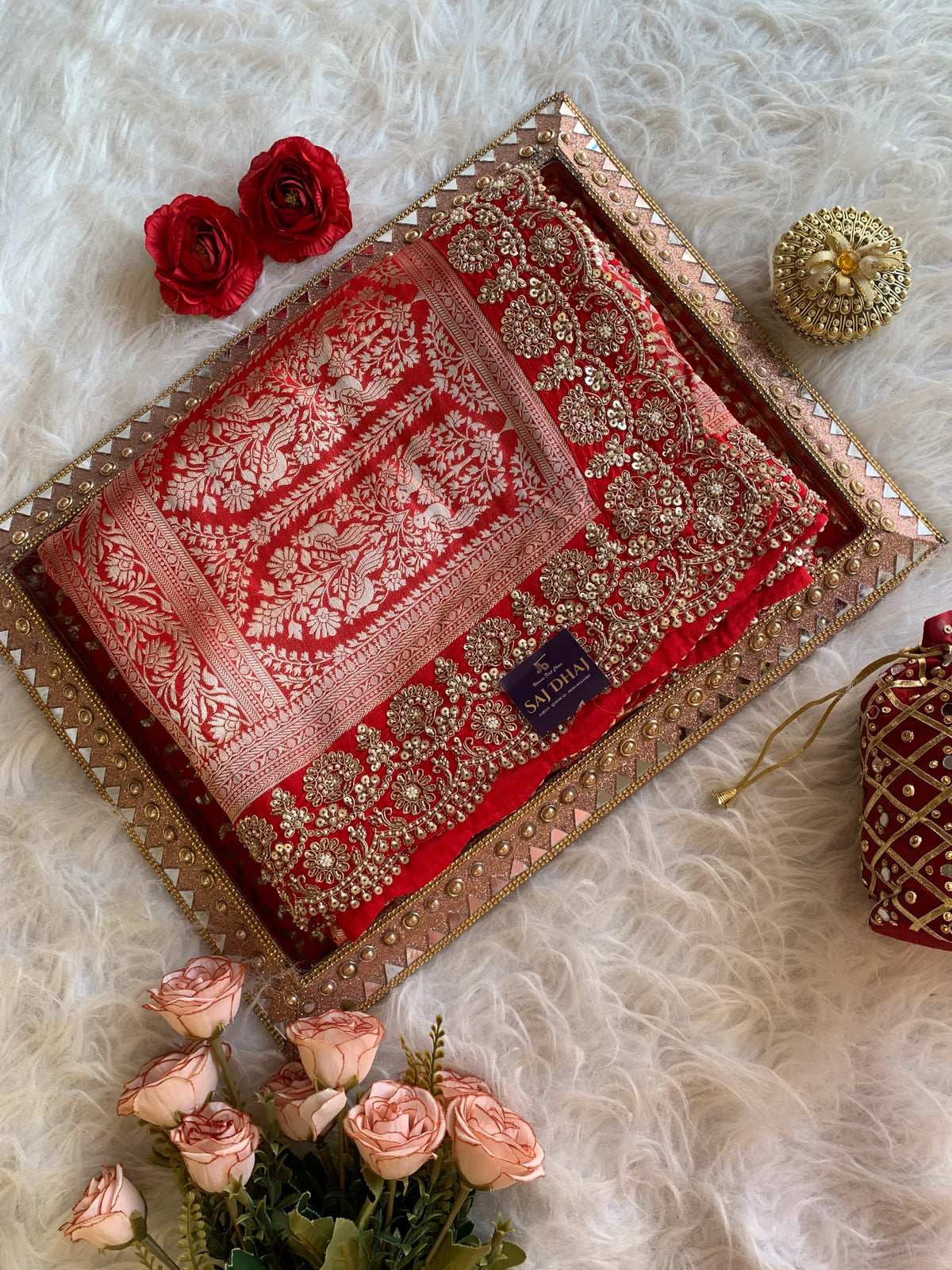Red Karwa Chauth Kanchipuram Silk Saree 5875 05
