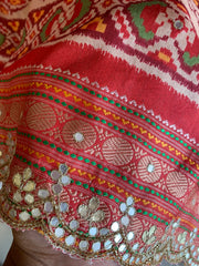 Red Patola Silk Saree with Animal Motifs & Mirror Work 5932 01