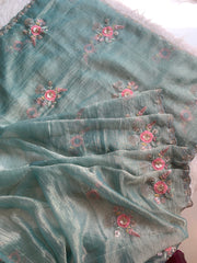 Crush Tissue Saree with Sequin, Cutdana & Floral Work 5918 04