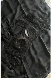 Black Soft Tissue Saree 4944 01