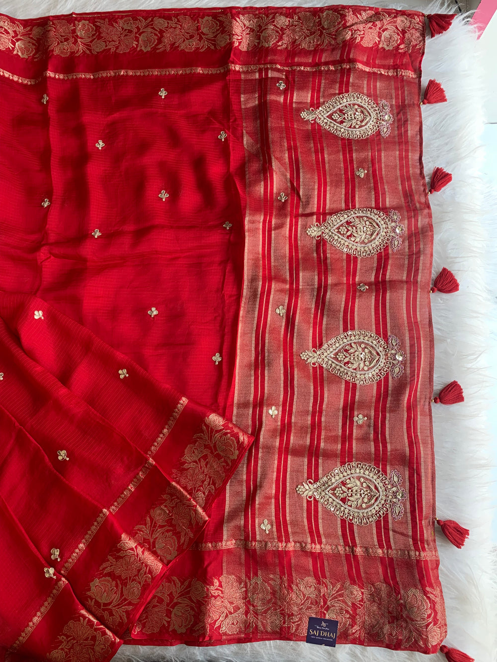 Red Kota Saree with Banarasi Weaving Border & Heavy Pallu 5907 14
