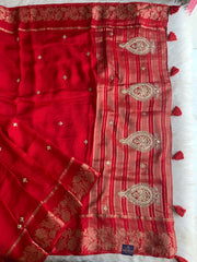 Red Kota Saree with Banarasi Weaving Border & Heavy Pallu 5907 14