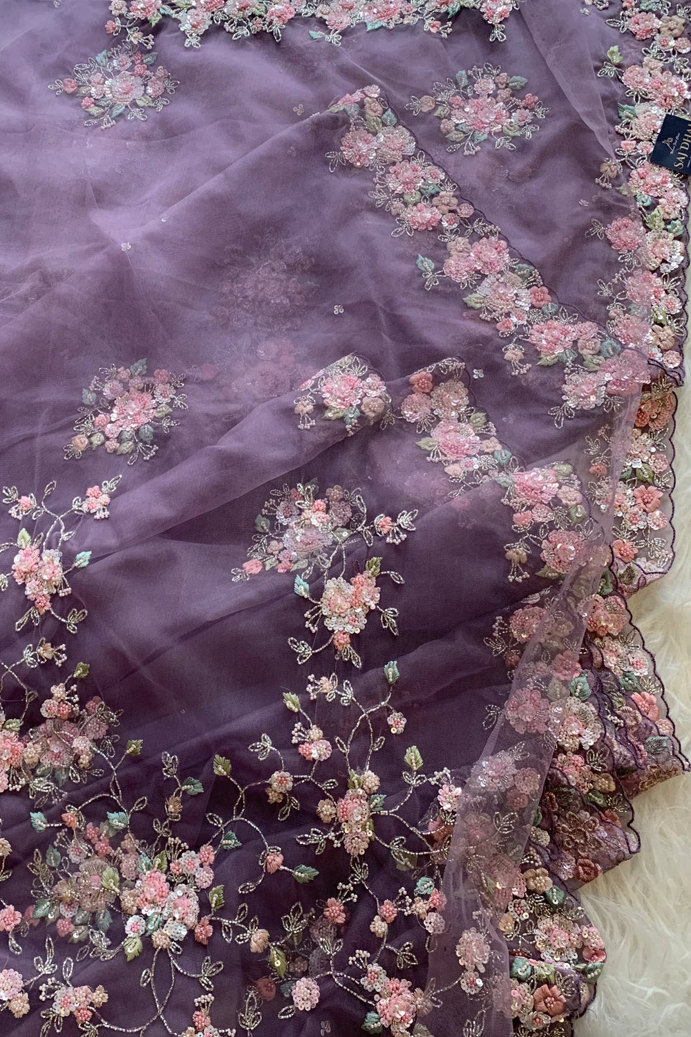 Purple Lilac Tissue Saree 5817 03