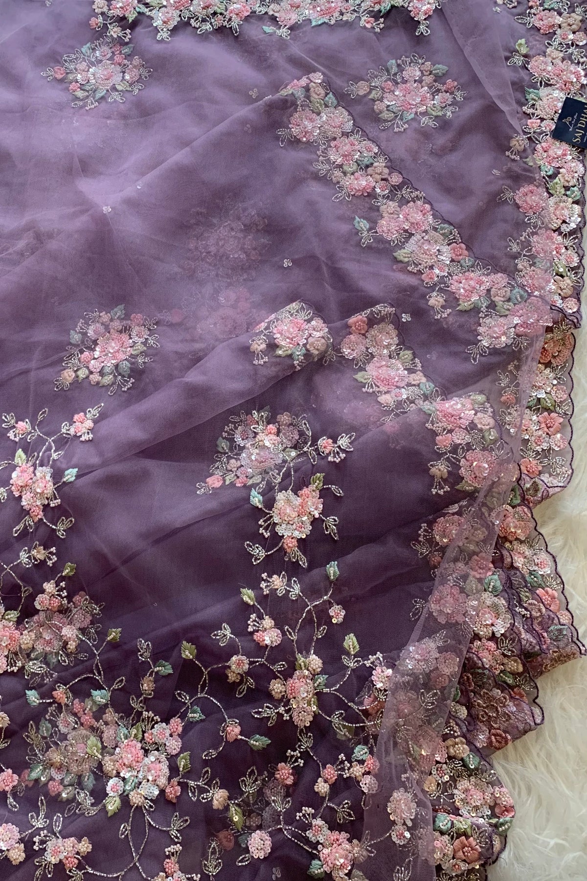 Purple Lilac Tissue Saree 5817 03