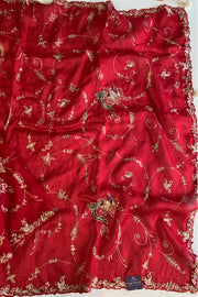 Red Kora Silk Jaal Saree 5831 01 (PRE ORDER)