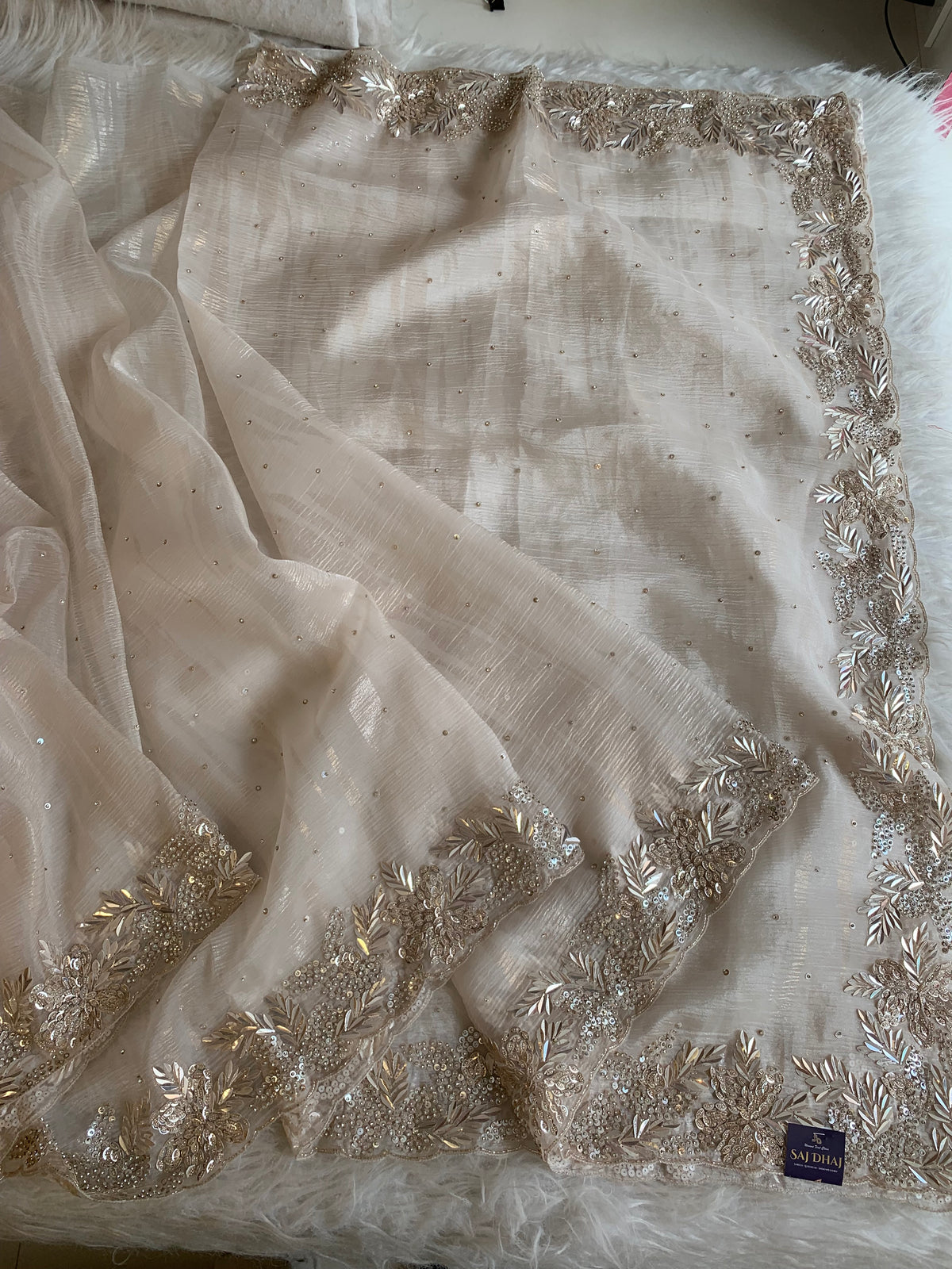 Designer Crush Organza Saree with Imported Sequin 5937 01