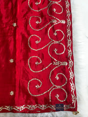 Red Habutai Silk Saree with Gota Patti & Sequin 5871 07