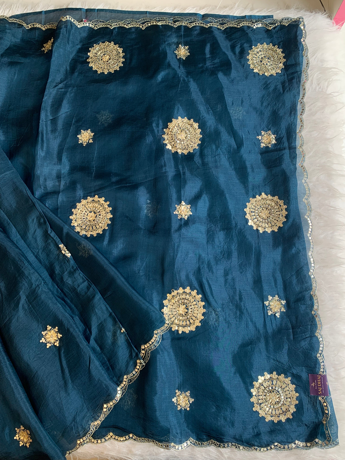 Kora Silk Saree with Gota 5919 05