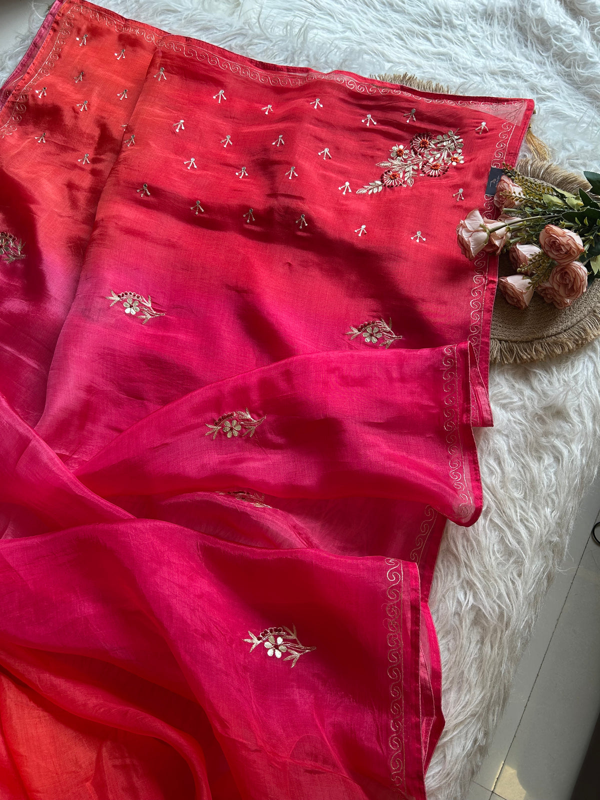 Pink Shaded Kora Silk Saree 5919 09