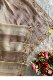 Mauve & Off White Soft Tissue Saree 5647 08 (PRE ORDER)