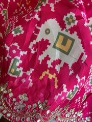 Pink Patola Modal Silk Saree with Elephant Motifs 5871 09