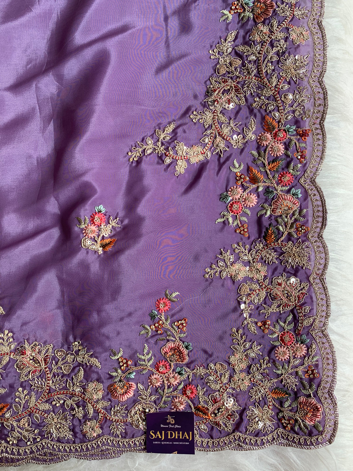 Silk Saree with Dori, Sequin & Thread Work 5915 01