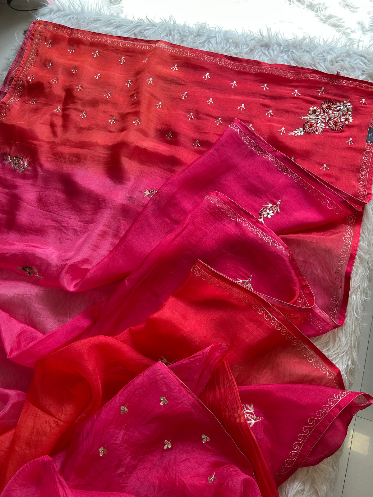 Pink Shaded Kora Silk Saree 5919 09