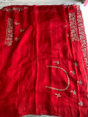 Red Habutai Silk Saree 5905 03