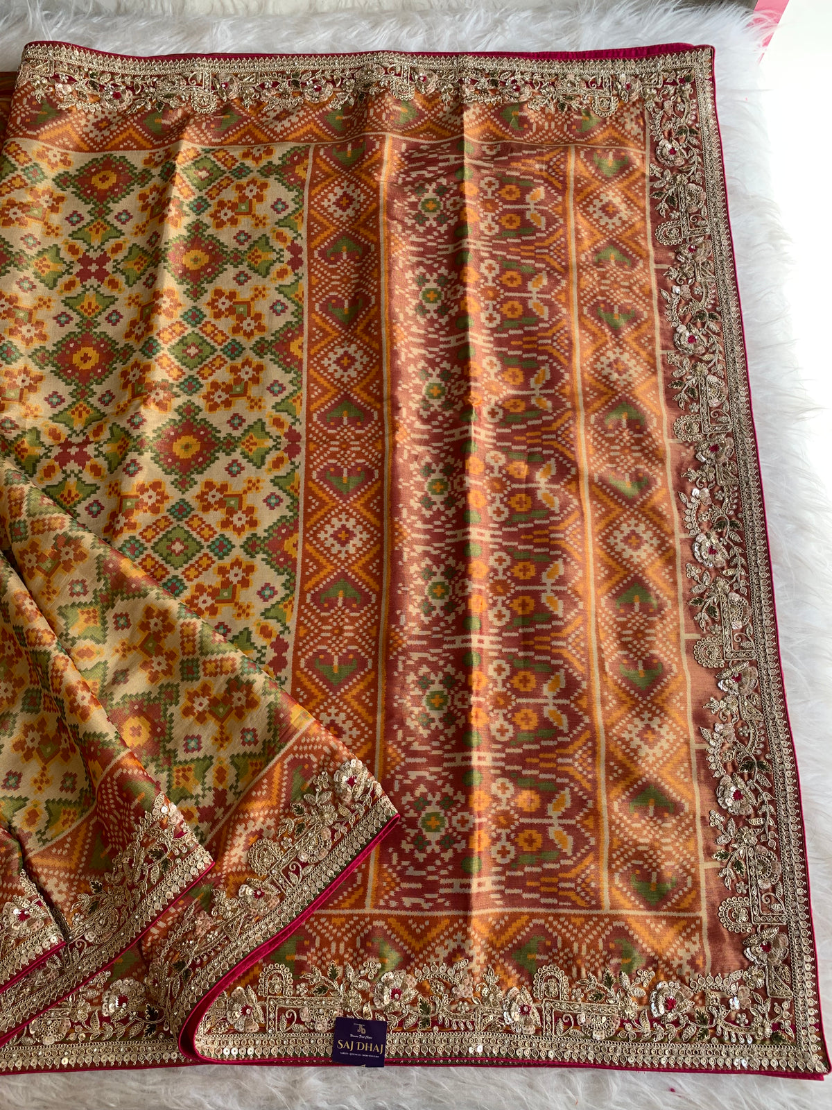 Patola Silk Saree with Dori, Sequin, Stone & Thread Work 5928 02