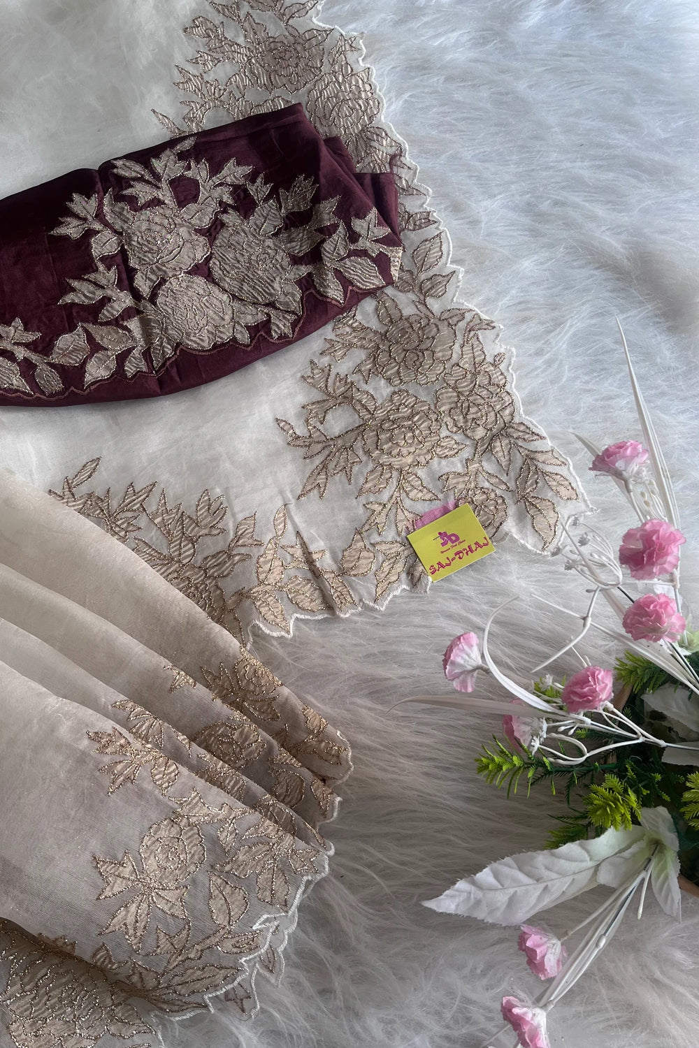 Off White Kora Organza Saree 5818 02