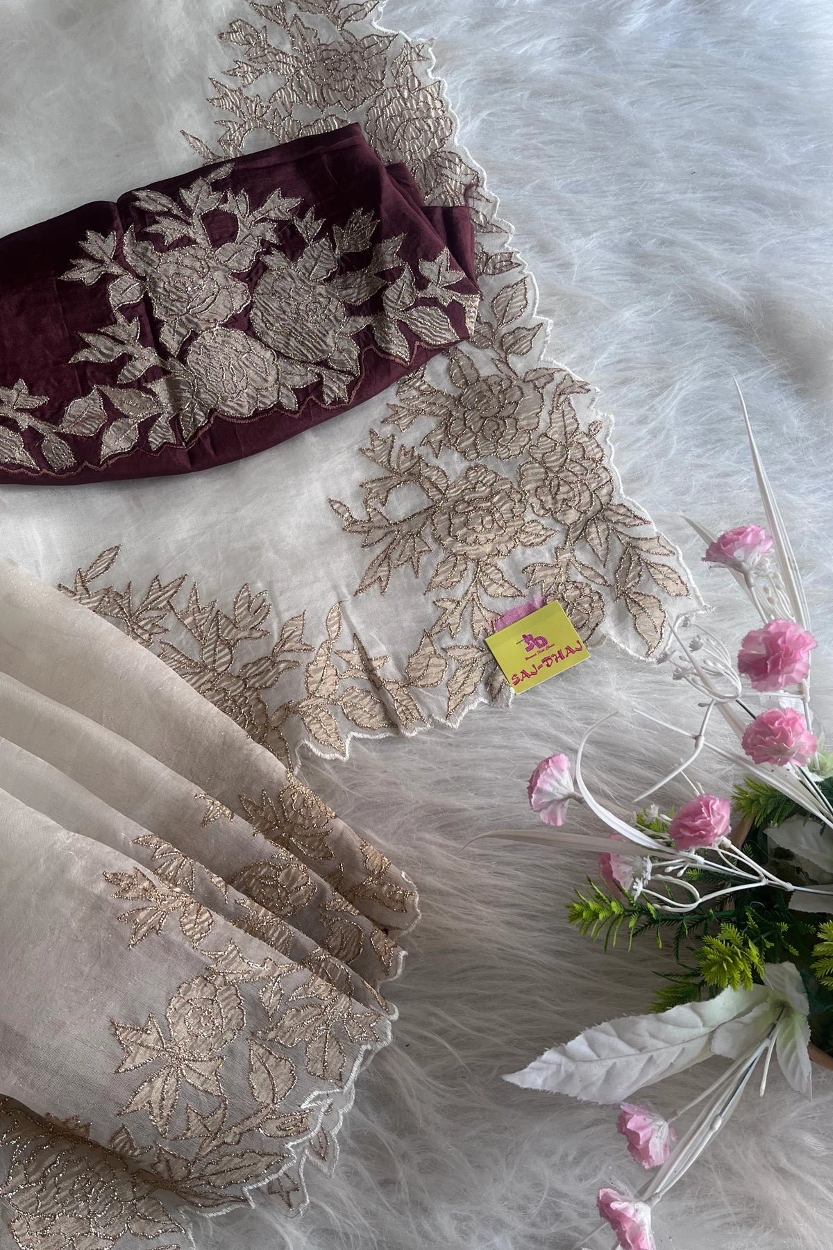 Off White Kora Organza Saree 5818 02