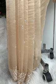 Embellished Butter Organza Saree 5847 01