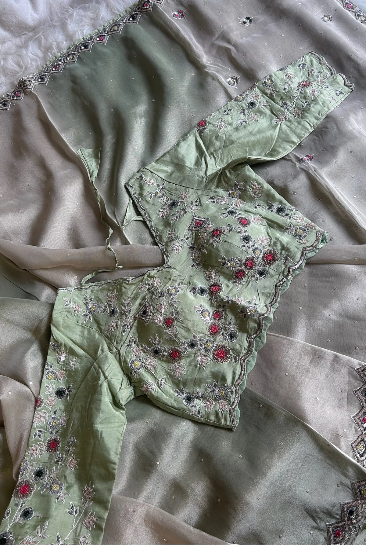 Mint Green Tissue Saree 5792 03